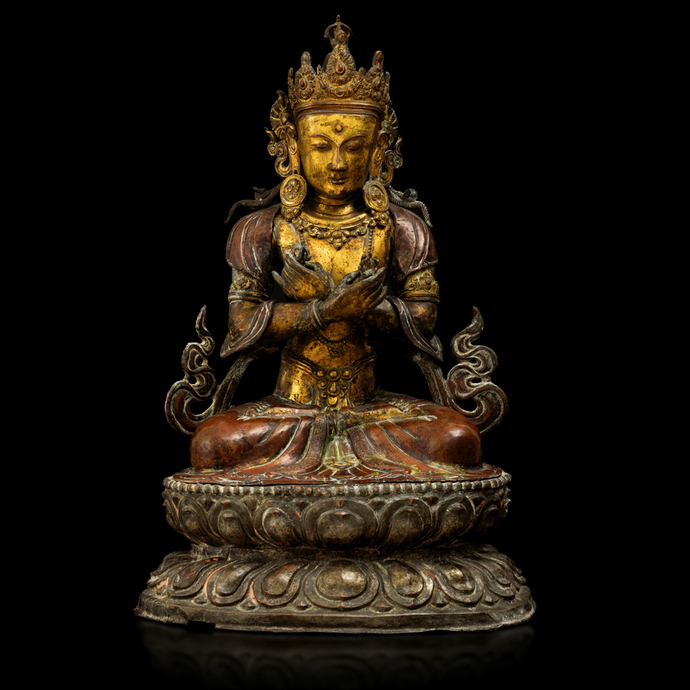 FIGURA DI VAJRDARA IN RAME REPOUSSE' , TIBET XV sec