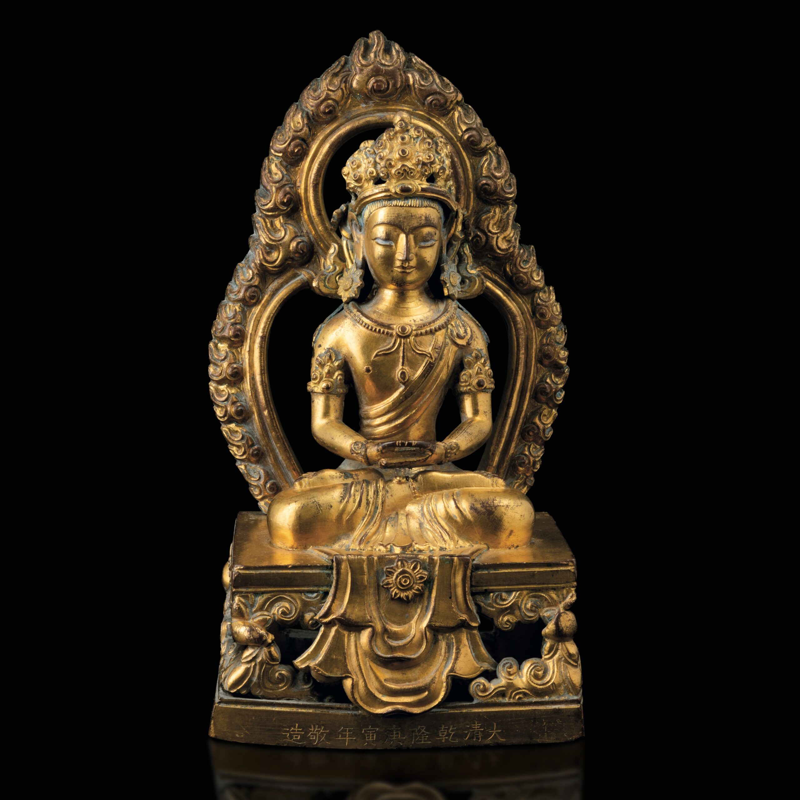 buddha in bronzo dorato, nepal, xvii secolo