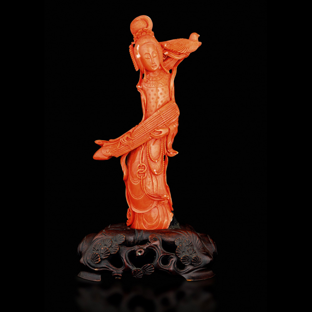 corallo rosso maculato, cina, xx secolo