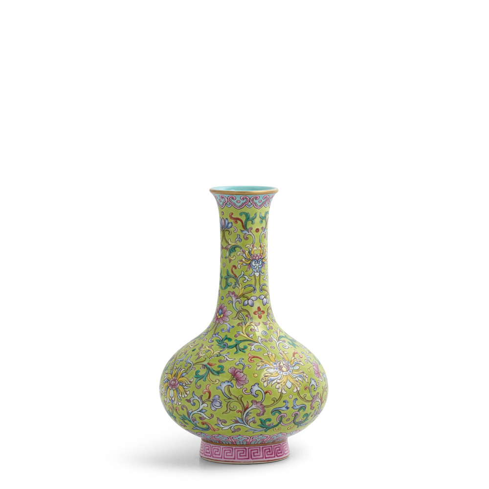vaso con decoro famiglia rosa, epoca qianlong