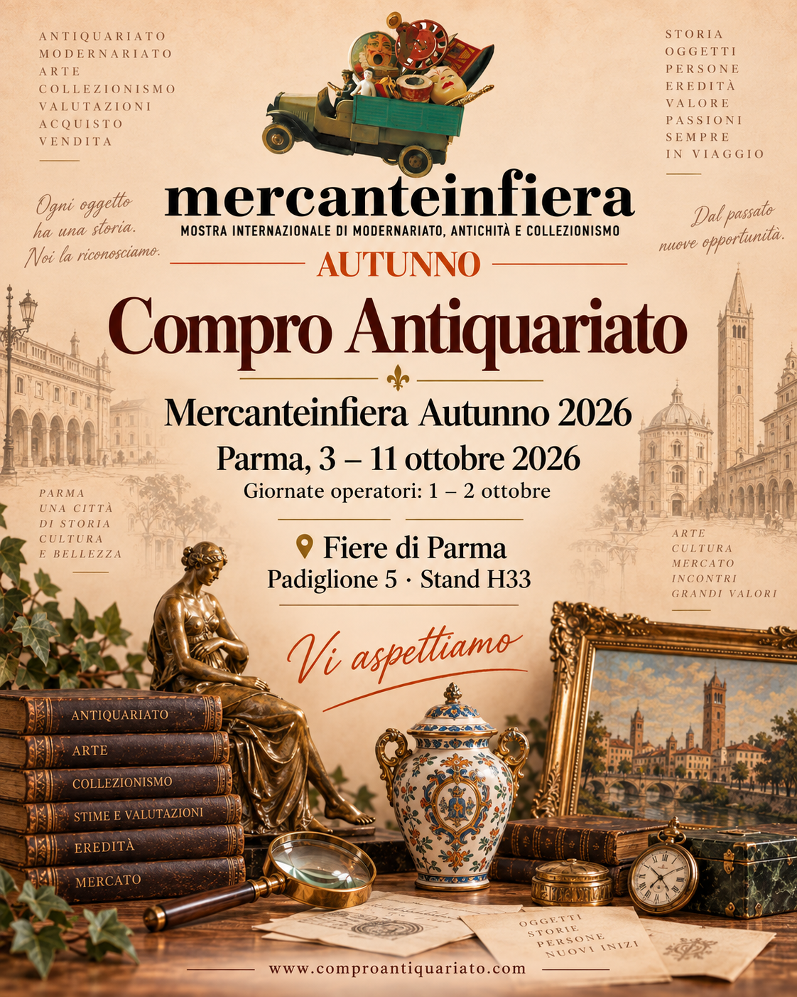 Mercanteinfiera Parma 2026: come funziona il mercato dell’antiquariato
